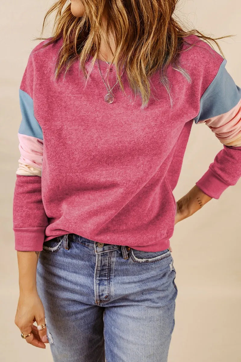 SWEAT A MANCHES LONGUES ET COL ROND A BLOCS DE COULEURS
