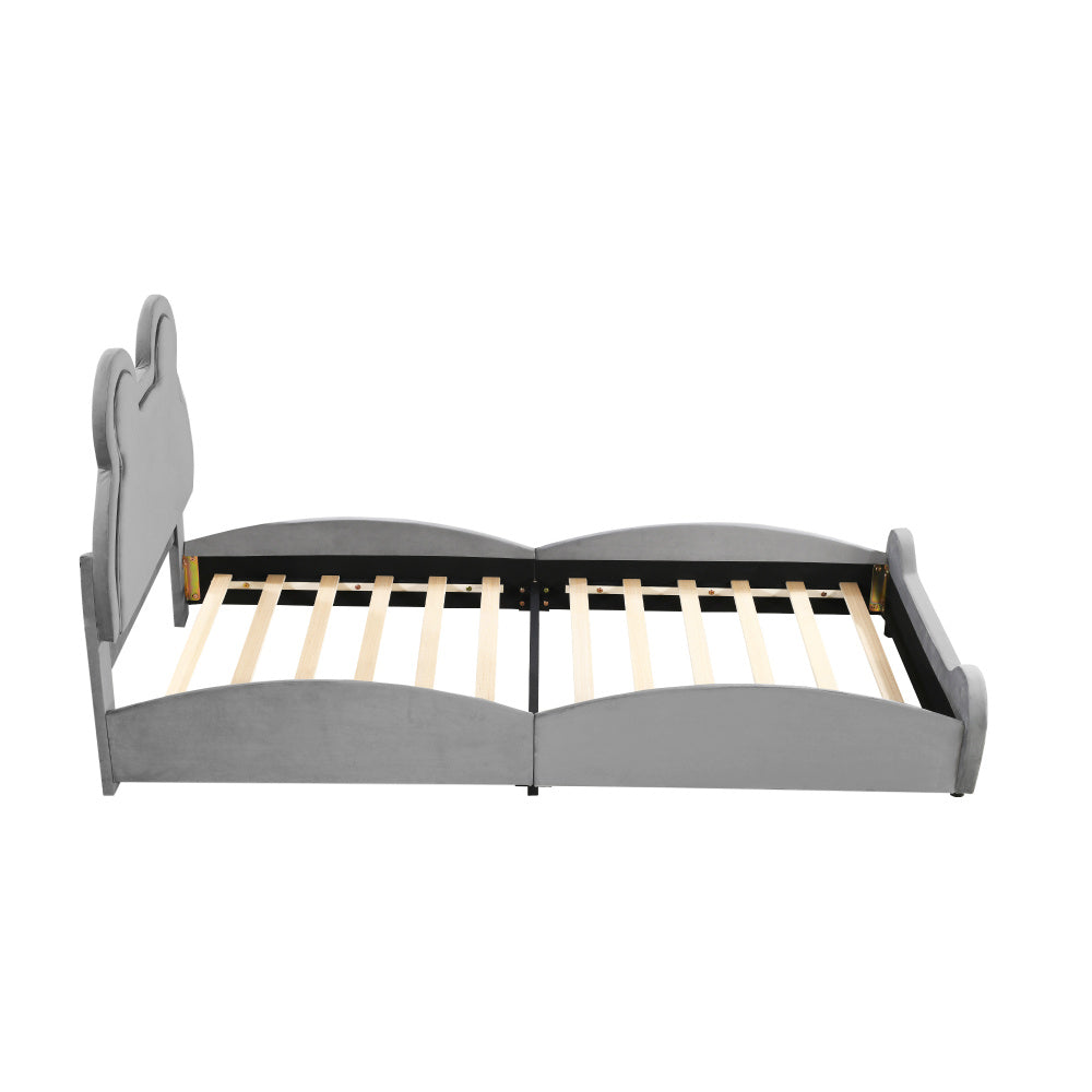 Lit capitonné Magnifique lit enfant, 90 x 200 cm, forme ours.Lit simple en velours doux pour la peau, blanc