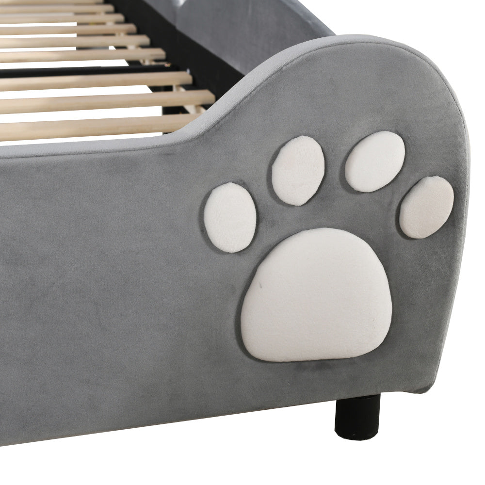 Lit capitonné Magnifique lit enfant, 90 x 200 cm, forme ours.Lit simple en velours doux pour la peau, blanc