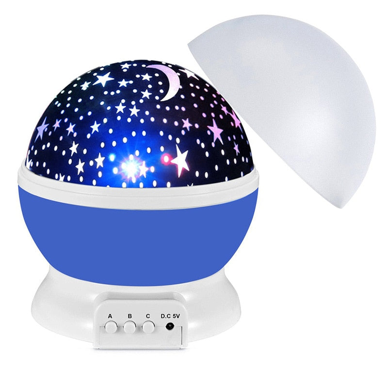 Projecteur LED Étoiles et Lune - Veilleuse Rotative Enfant - Ciel Étoilé