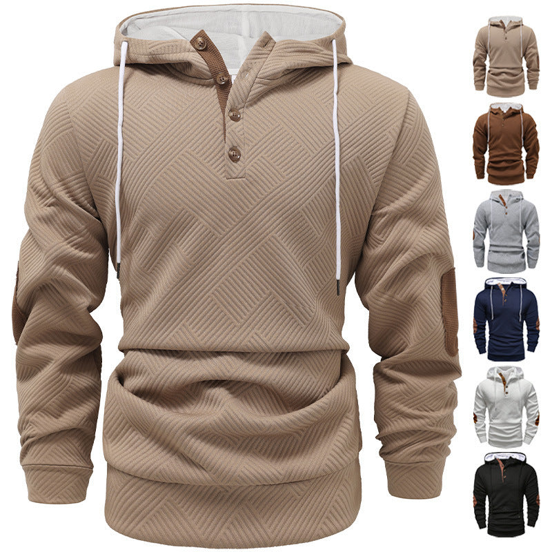 SWEAT A CAPUCHE JACQUARD DE COULEUR UNIE