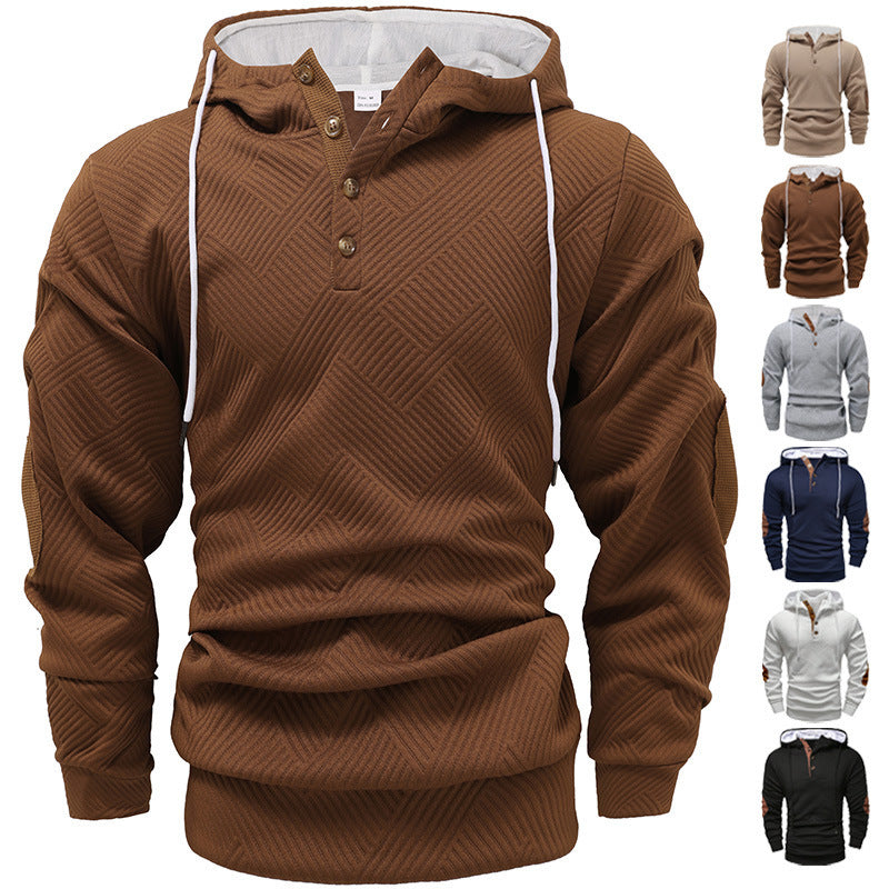 SWEAT A CAPUCHE JACQUARD DE COULEUR UNIE