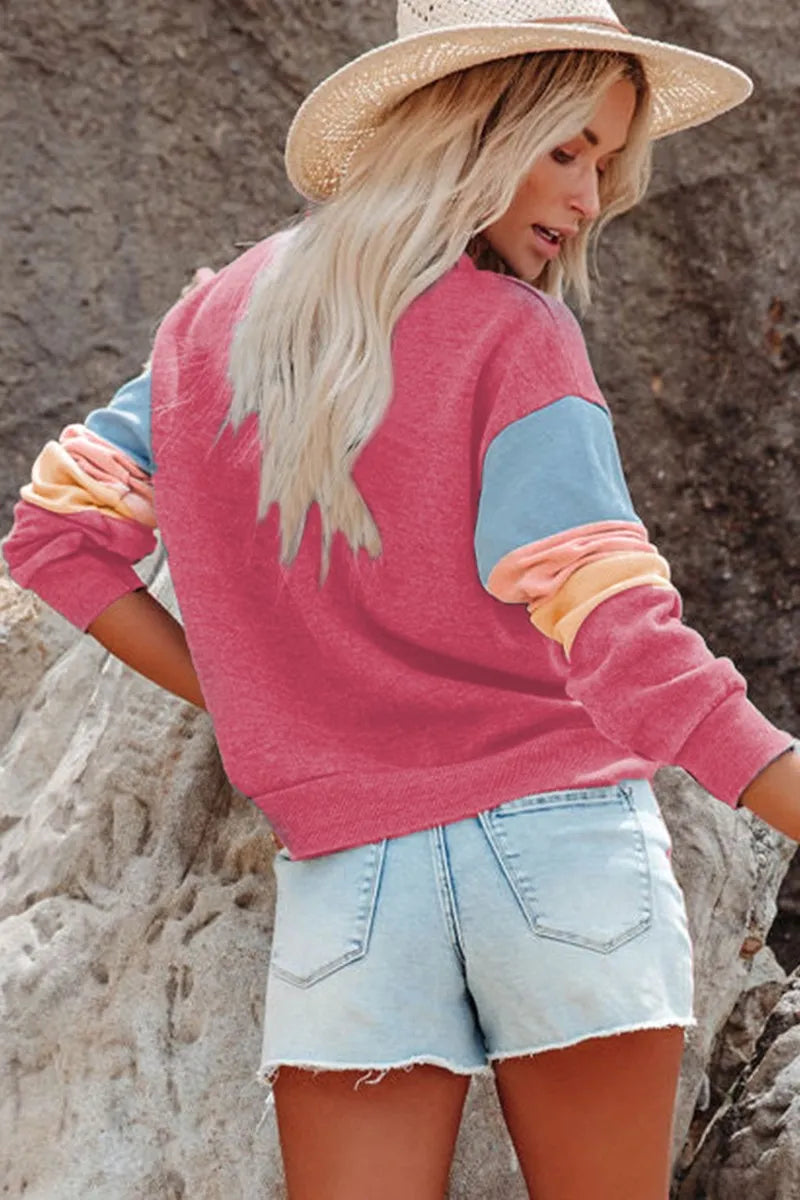 SWEAT A MANCHES LONGUES ET COL ROND A BLOCS DE COULEURS