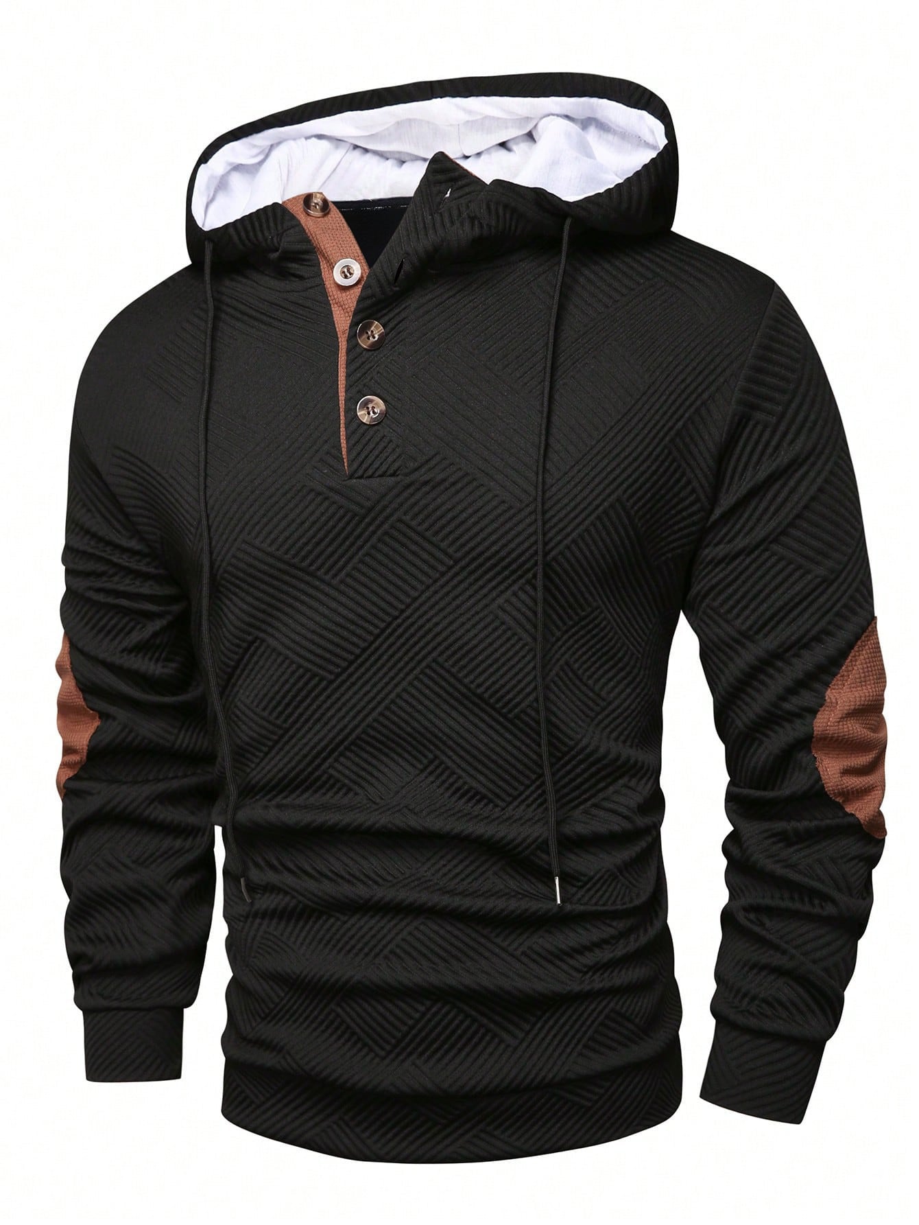 SWEAT A CAPUCHE JACQUARD DE COULEUR UNIE