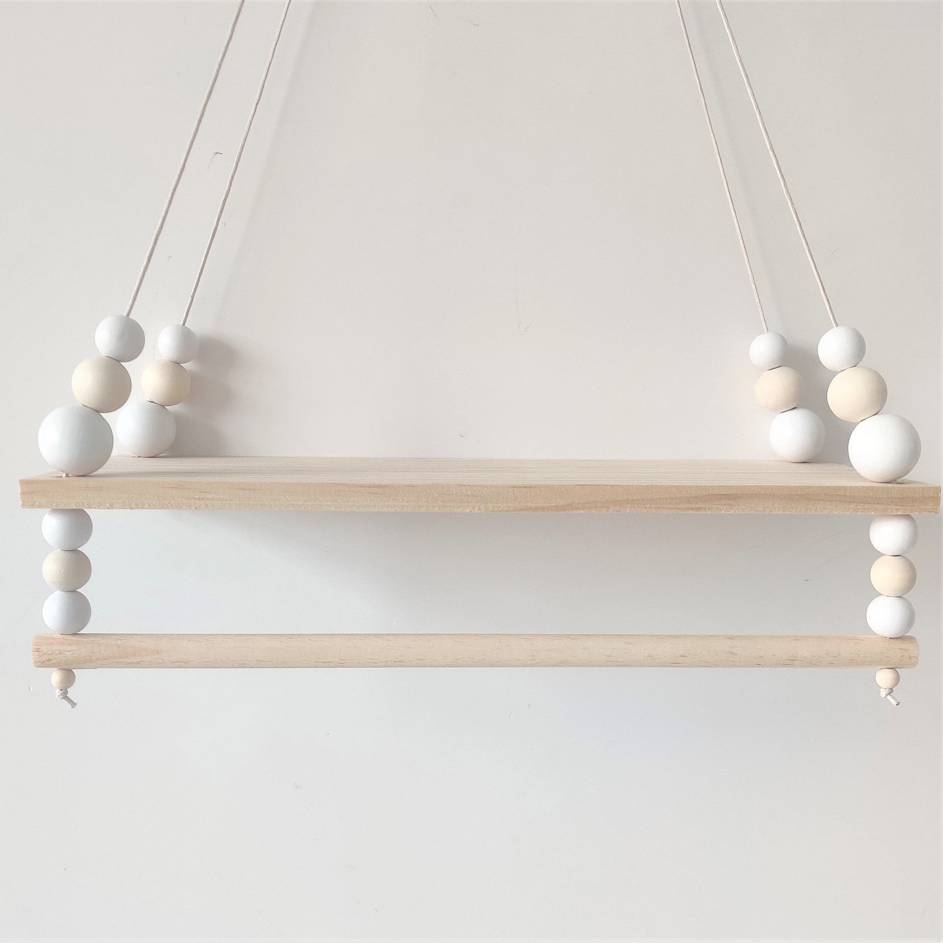 INS Nordic Style High-end Wooden Beads Double-layer Storage Price Children&#039;s Room Soft Decoration Wall Decoration Double-layer Doll Storage Rack