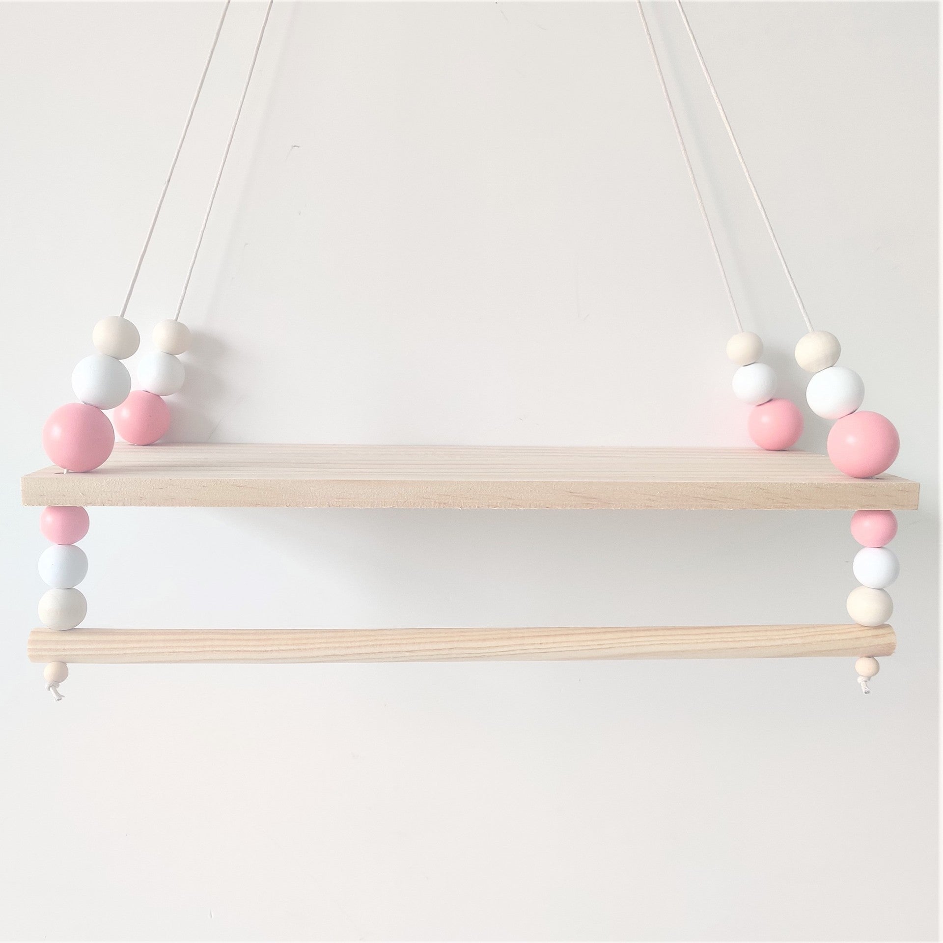 INS Nordic Style High-end Wooden Beads Double-layer Storage Price Children&#039;s Room Soft Decoration Wall Decoration Double-layer Doll Storage Rack