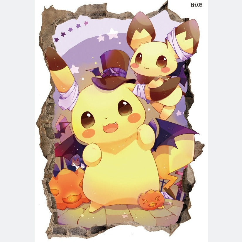 AUTOCOLLANT MURAL 3D PIKACHU