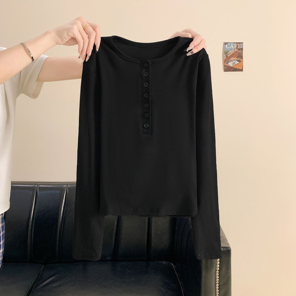 T -SHIRT MANCHE LONGUE COL SEMI OUVERT