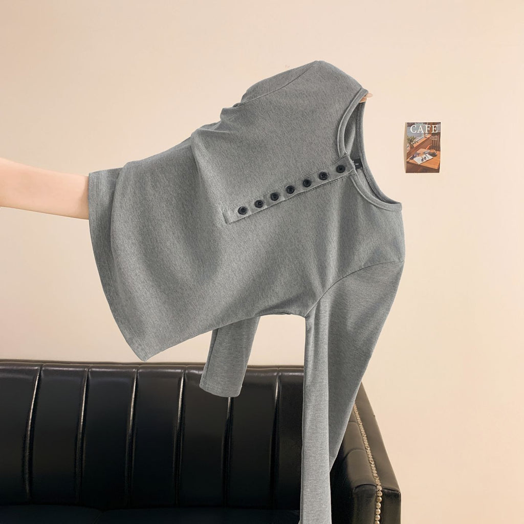 T -SHIRT MANCHE LONGUE COL SEMI OUVERT