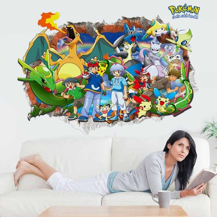AUTOCOLLANT MURAL 3D PIKACHU