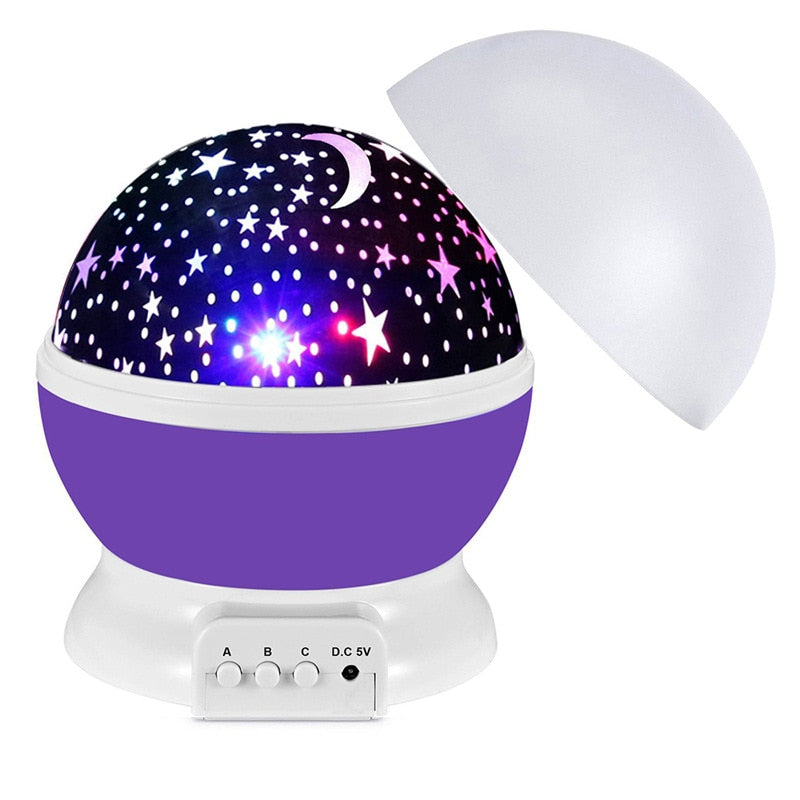 Projecteur LED Étoiles et Lune - Veilleuse Rotative Enfant - Ciel Étoilé
