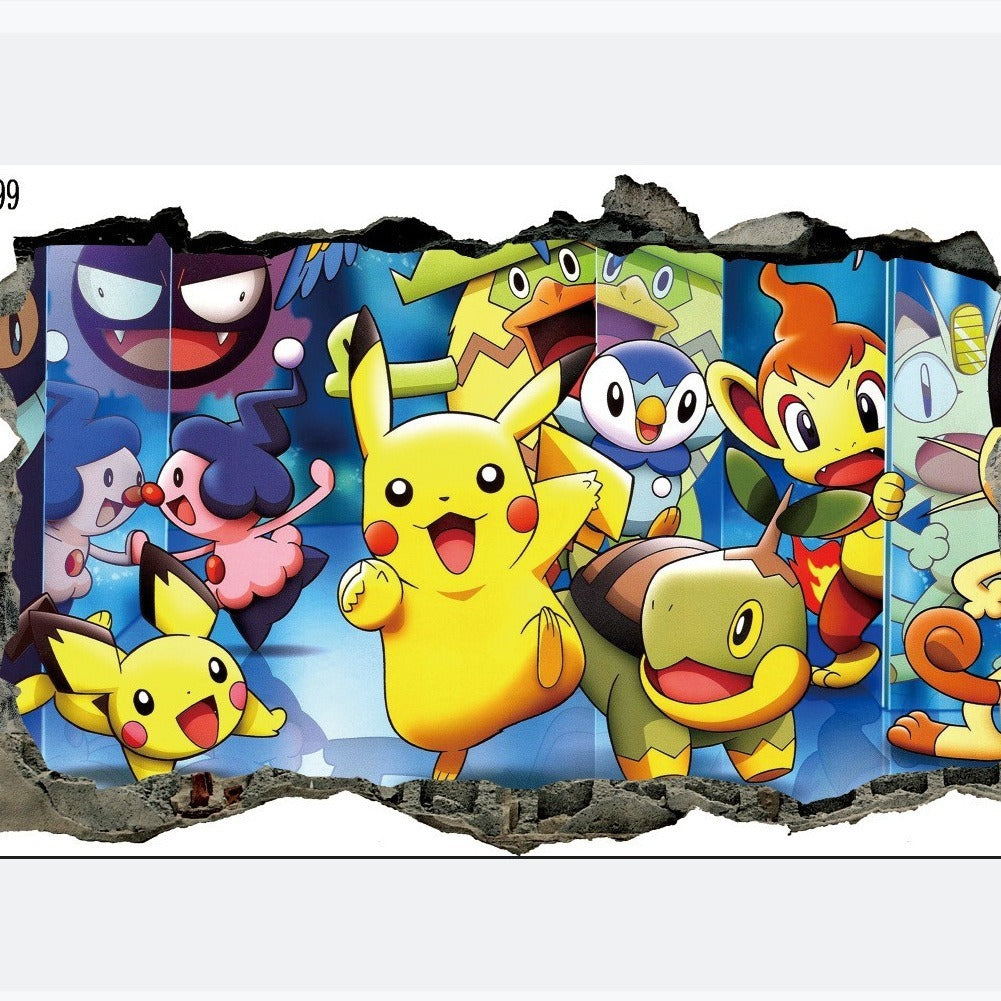 AUTOCOLLANT MURAL 3D PIKACHU