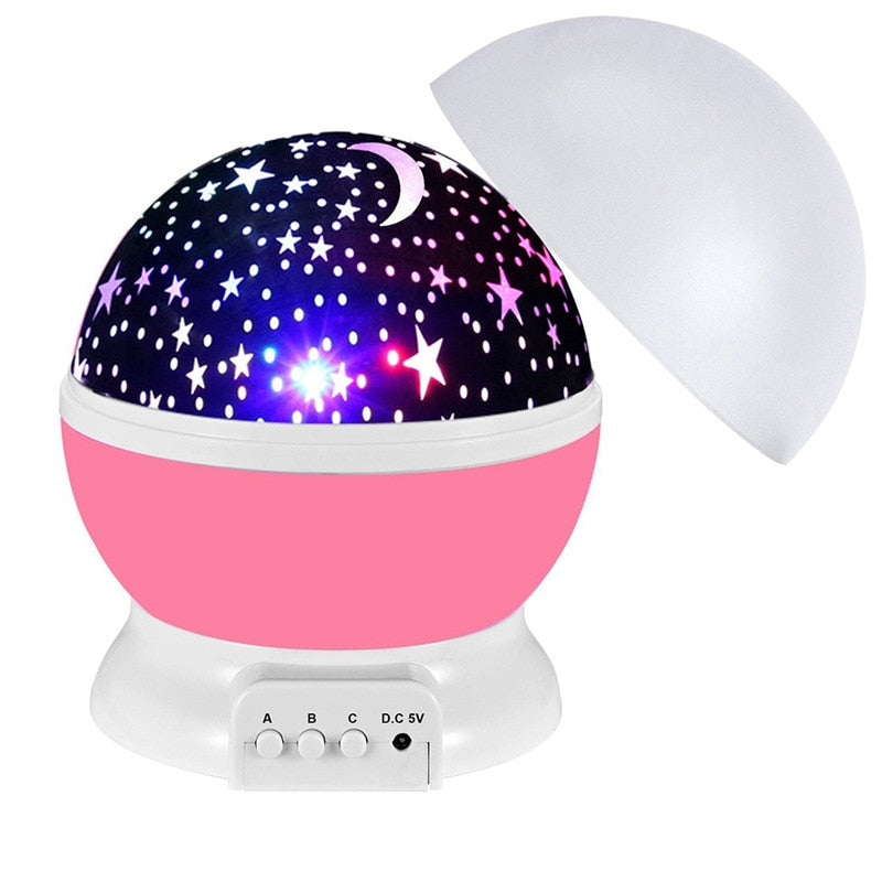 Projecteur LED Étoiles et Lune - Veilleuse Rotative Enfant - Ciel Étoilé