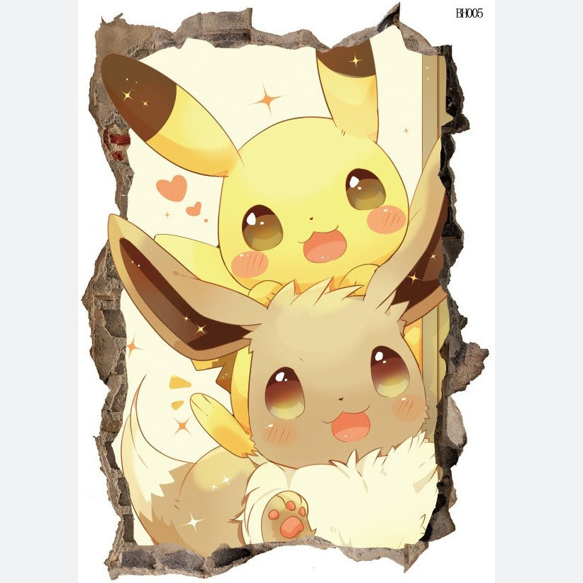 AUTOCOLLANT MURAL 3D PIKACHU