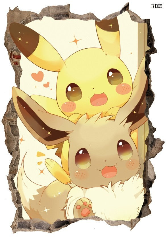 AUTOCOLLANT MURAL 3D PIKACHU
