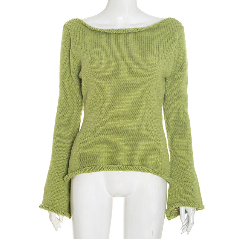 HAUT AJUSTE POUR FEMME A MANCHES EVASEES ET DECOLLETE ASYMETRIQUE