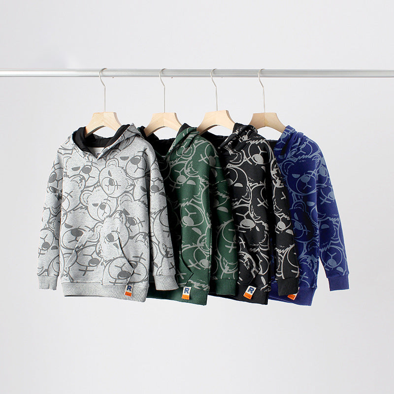 PULL A CAPUCHE MOTIF OURSON POUR ENFANTS 8 ANS ET PLUS