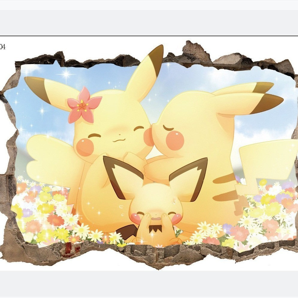 AUTOCOLLANT MURAL 3D PIKACHU