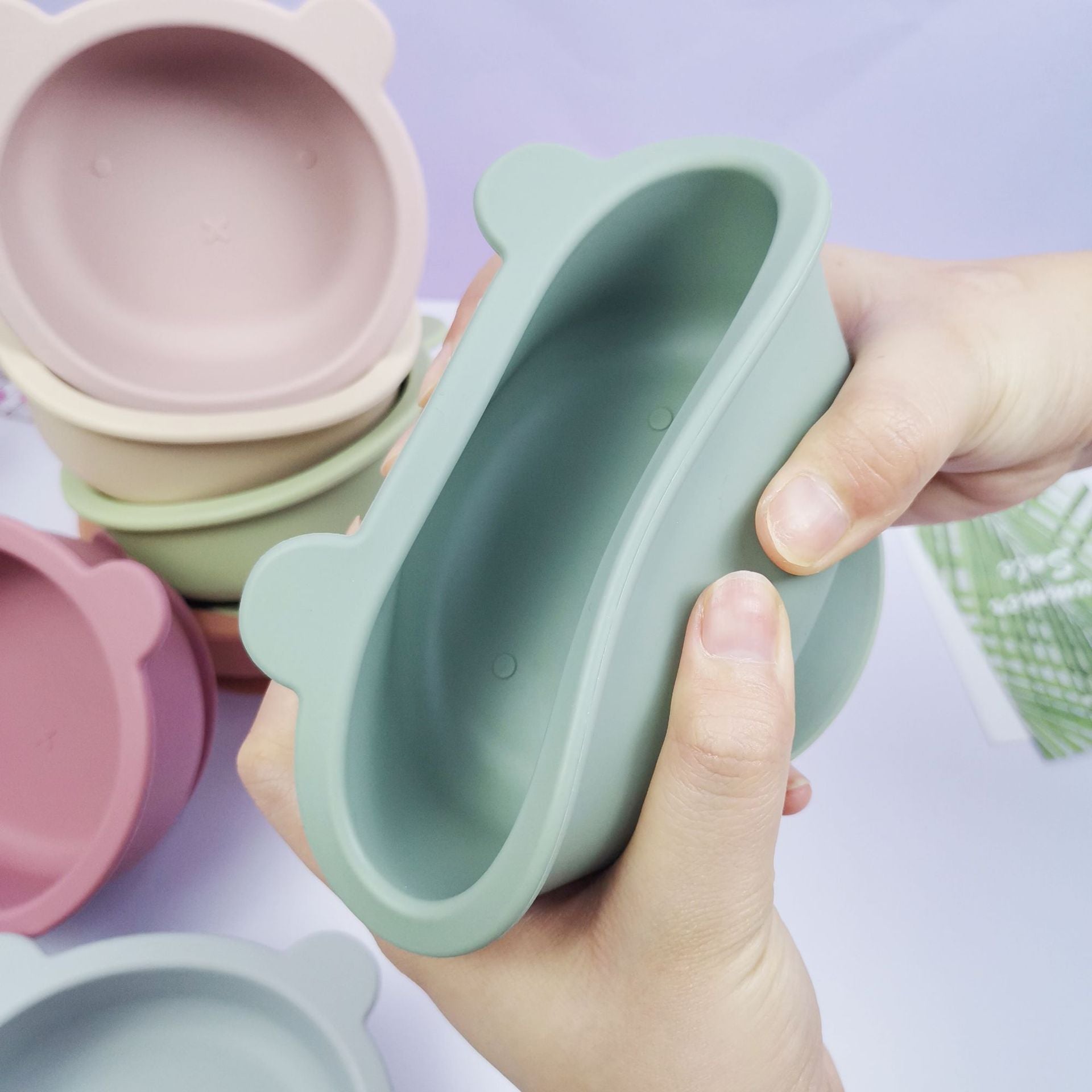 Vaisselle d&#039;alimentation pour bébé Ensemble de 3 pièces en silicone