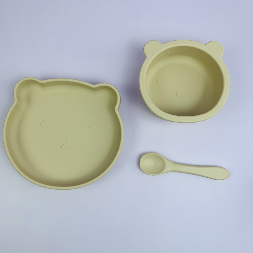 Vaisselle d&#039;alimentation pour bébé Ensemble de 3 pièces en silicone