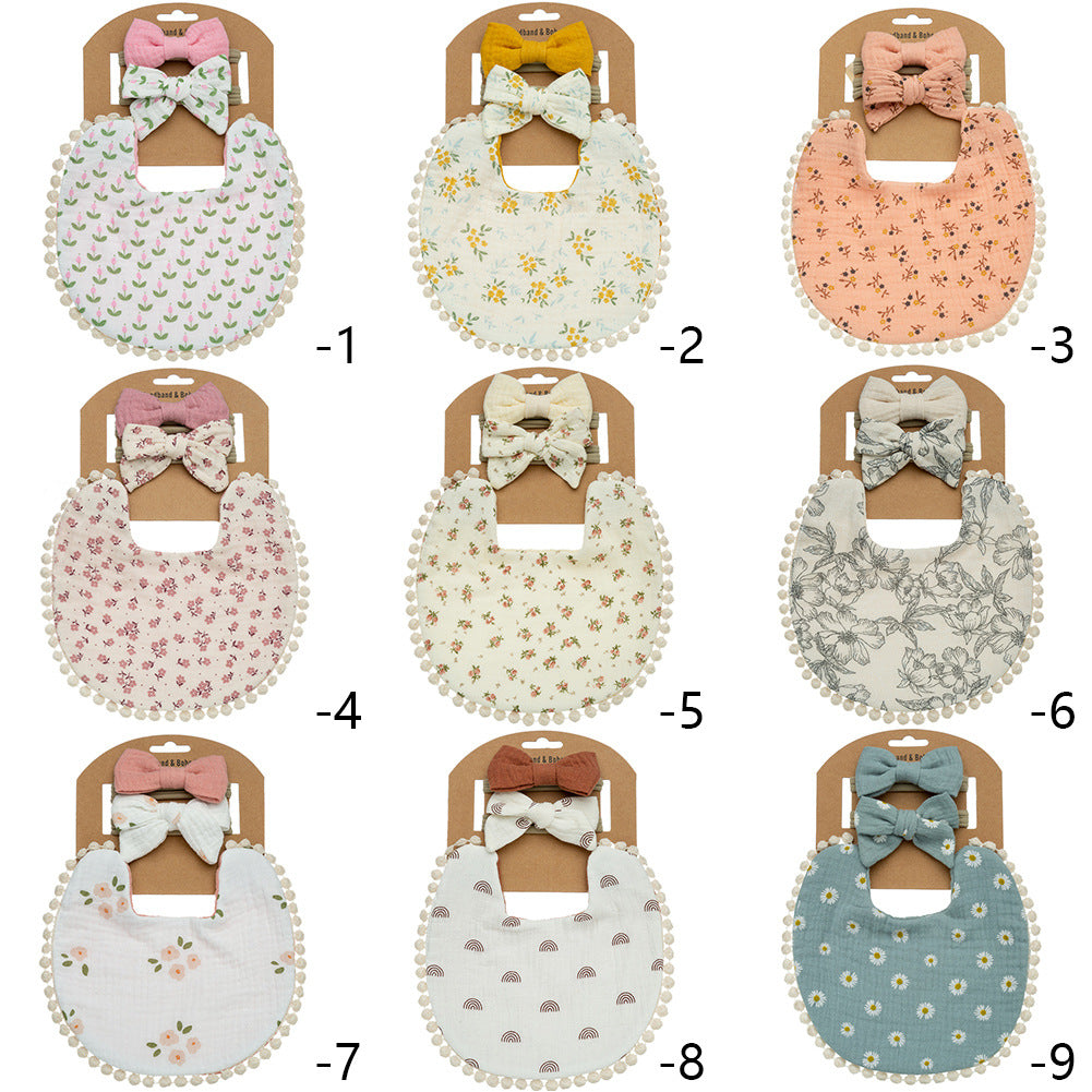 Costume de bandeau à nœud pour enfants, bavoir en coton pour bébé