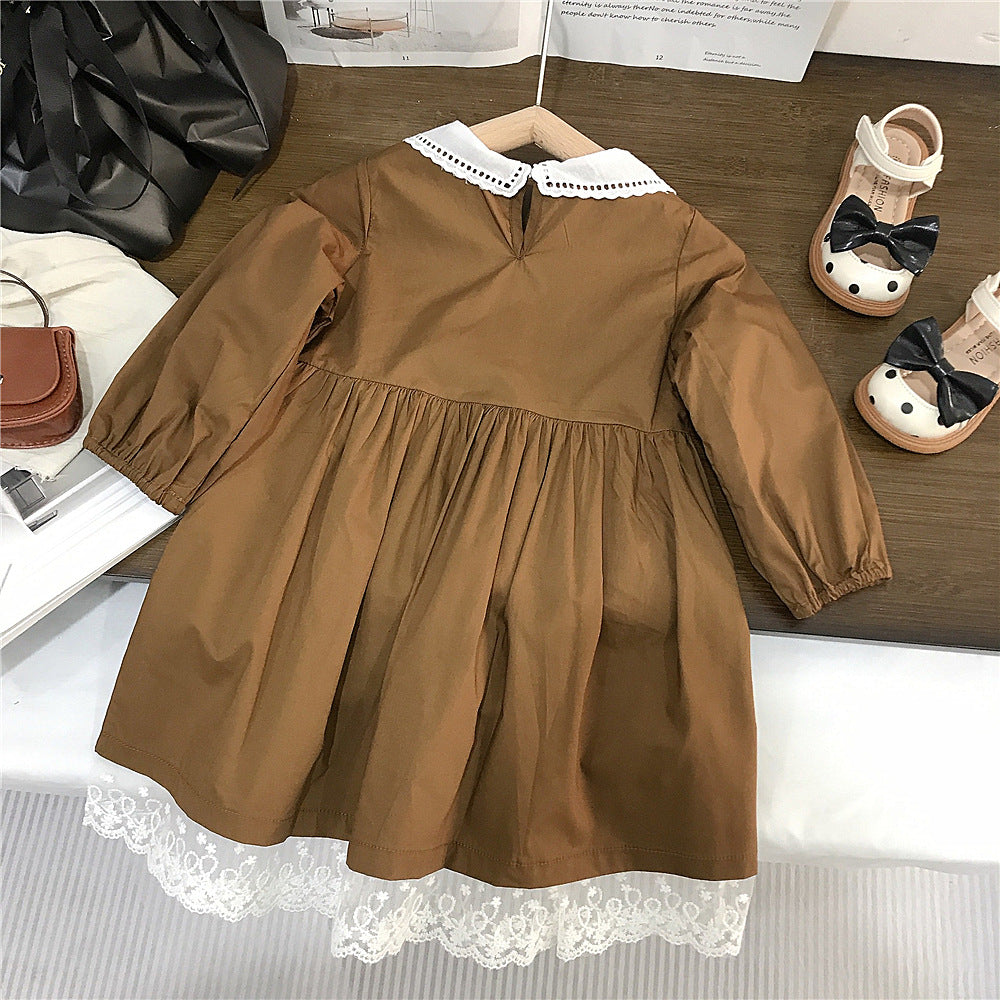 Robe brodée à manches longues des filles