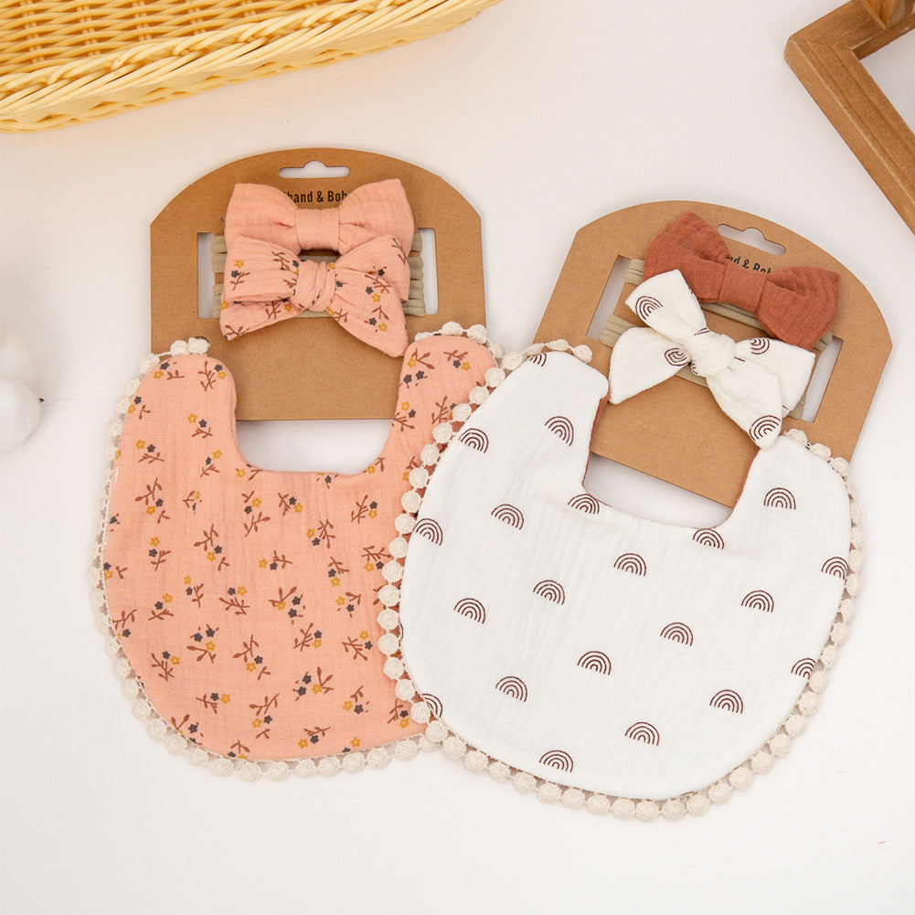 Costume de bandeau à nœud pour enfants, bavoir en coton pour bébé