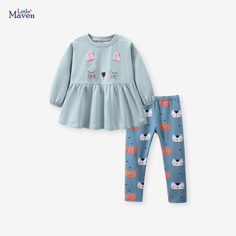 Costume de sweat-shirt en velours pour filles d&#039;automne et d&#039;hiver Little Maven Costume pour enfants à manches longues Costume de pantalon européen et américain de commerce extérieur