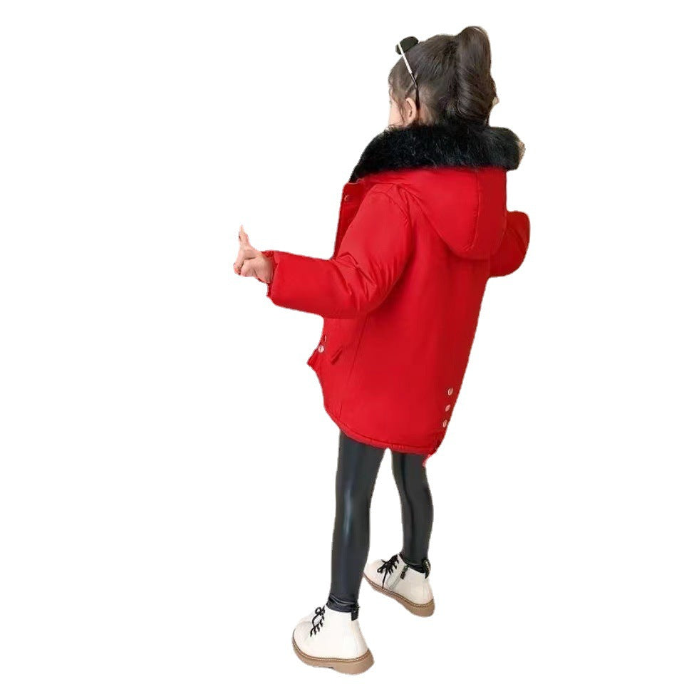 Manteau d&#039;hiver en polaire pour enfants, épais et chaud, avec col en fourrure, en coton, pour garçons et filles, hiver Plus tarte en coton, veste en coton épais, 2022