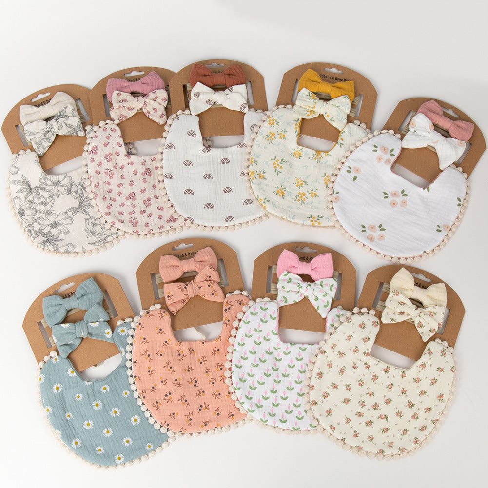 Costume de bandeau à nœud pour enfants, bavoir en coton pour bébé