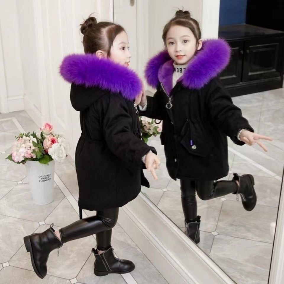 Manteau d&#039;hiver en polaire pour enfants, épais et chaud, avec col en fourrure, en coton, pour garçons et filles, hiver Plus tarte en coton, veste en coton épais, 2022
