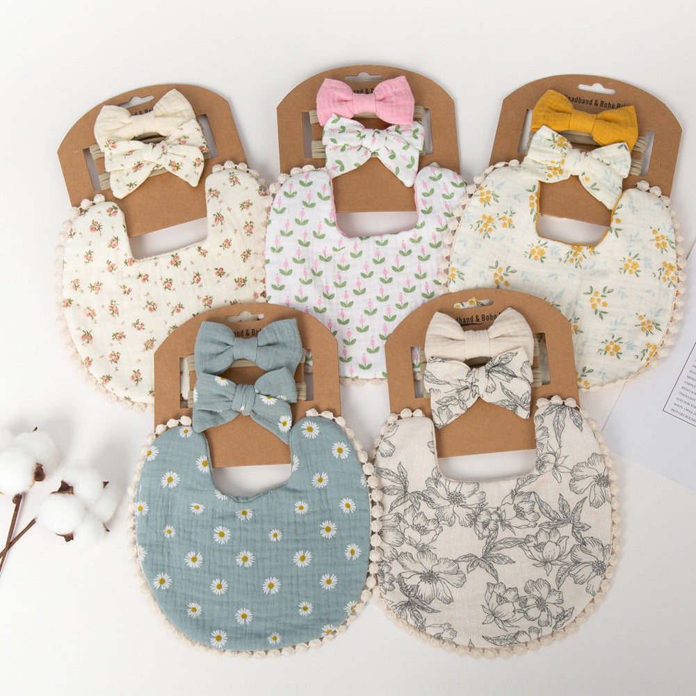 Costume de bandeau à nœud pour enfants, bavoir en coton pour bébé